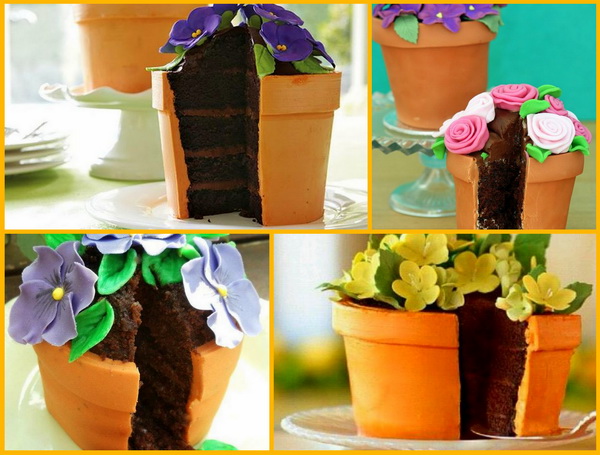 Virágcserép formatorta készítés